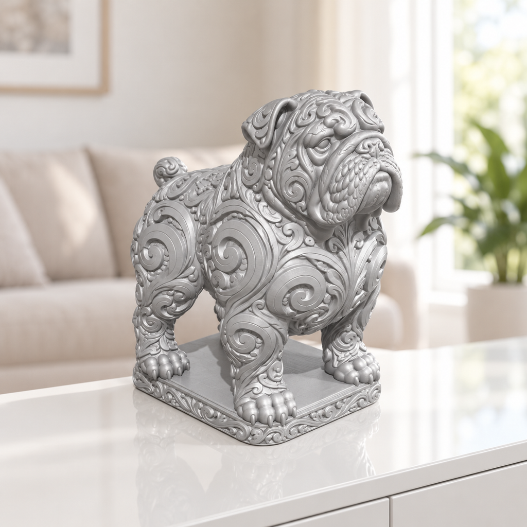Old English Bulldog Ornament - Silber gedruckt Wohnzimmer