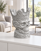 Totenkopf mit Krone Ornament - Silber gedruckt Wohnzimmer