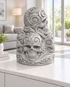 Totenkopfstapel Ornament - Silber gedruckt Wohnzimmer
