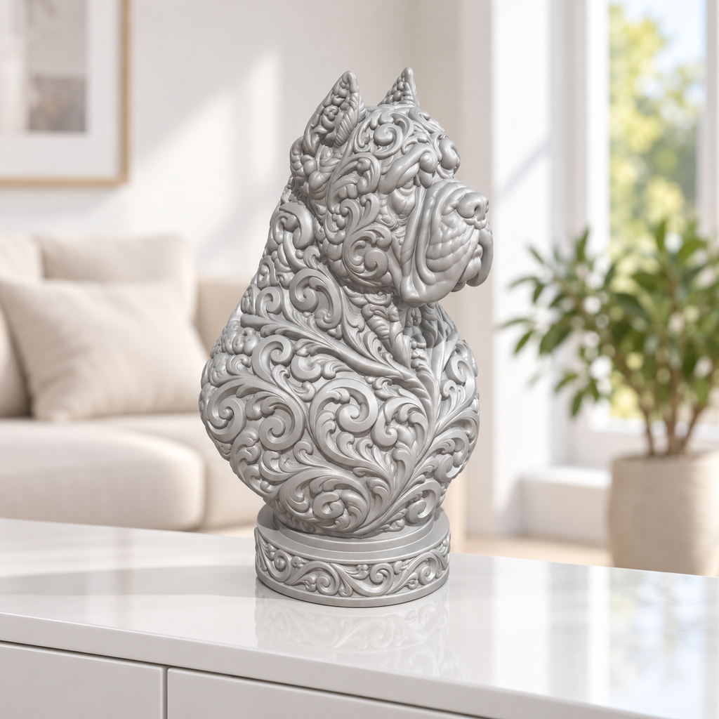 Cane-Corso-Büste Ornament - Silber gedruckt Wohnzimmer
