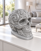 Totenkopf Ornament - Silber gedruckt Wohnzimmer