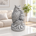 Eule mit zwei Jungen Ornament - Silber gedruckt Wohnzimmer
