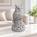 Steinkauz auf Stamm Ornament - Silber gedruckt Wohnzimmer