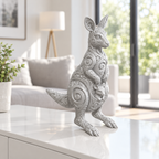 Känguru mit Jungtier Ornament - Silber gedruckt Wohnzimmer