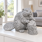 Biber am Baumstamm Ornament - Silber gedruckt Wohnzimmer