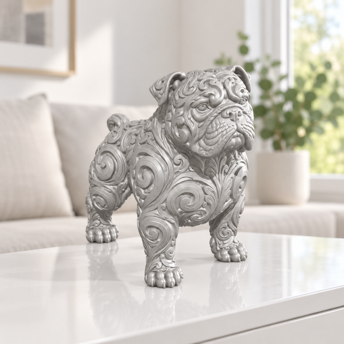 Staffordshire-Bullterrier Ornament - Silber gedruckt Wohnzimmer
