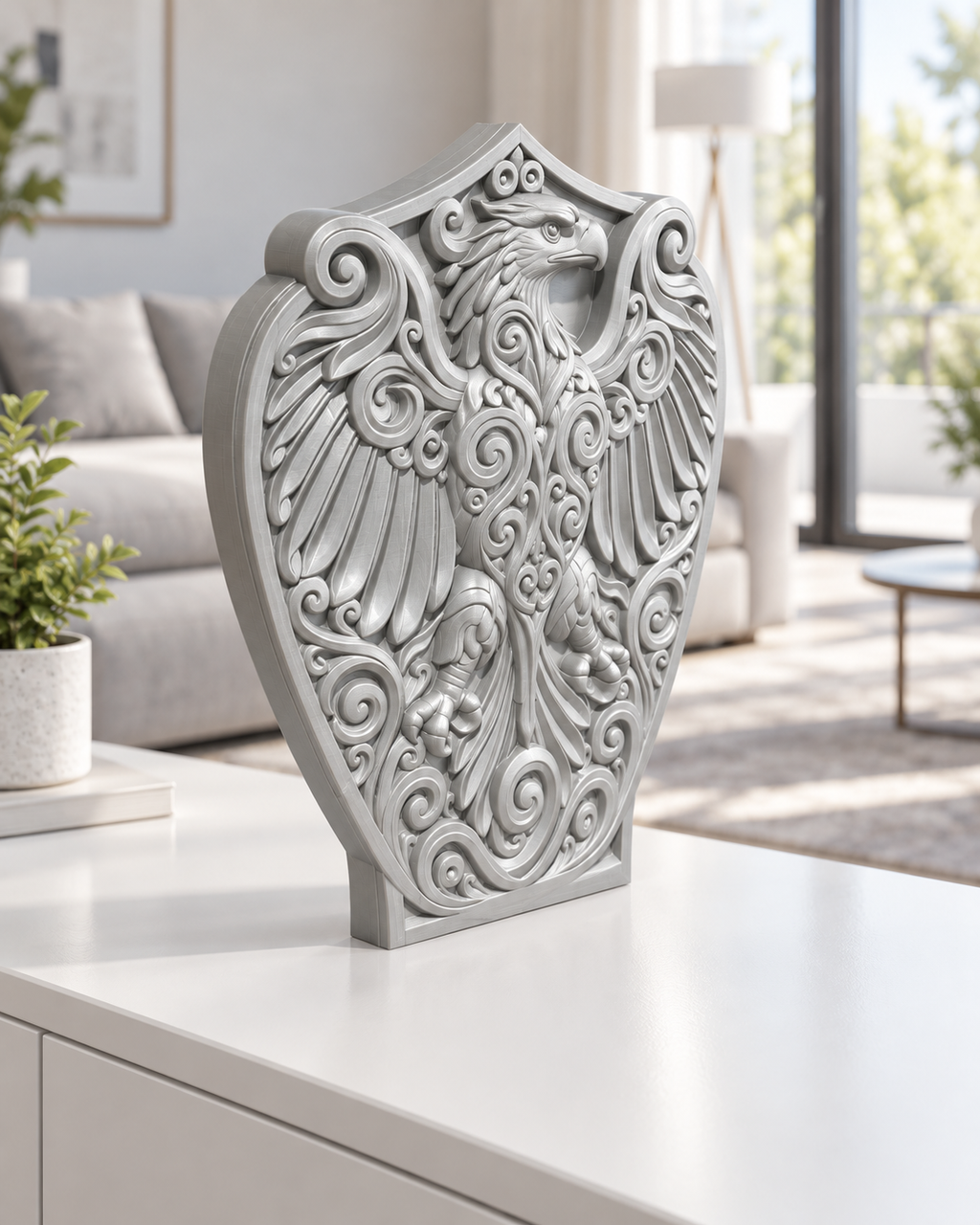 Adlerwappen Ornament - Silber gedruckt Wohnzimmer