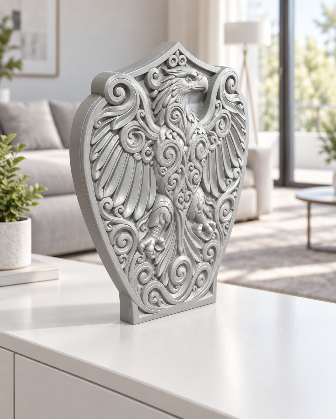 Adlerwappen Ornament - Silber gedruckt Wohnzimmer