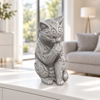 Katze beim Putzen Ornament - Silber gedruckt Wohnzimmer