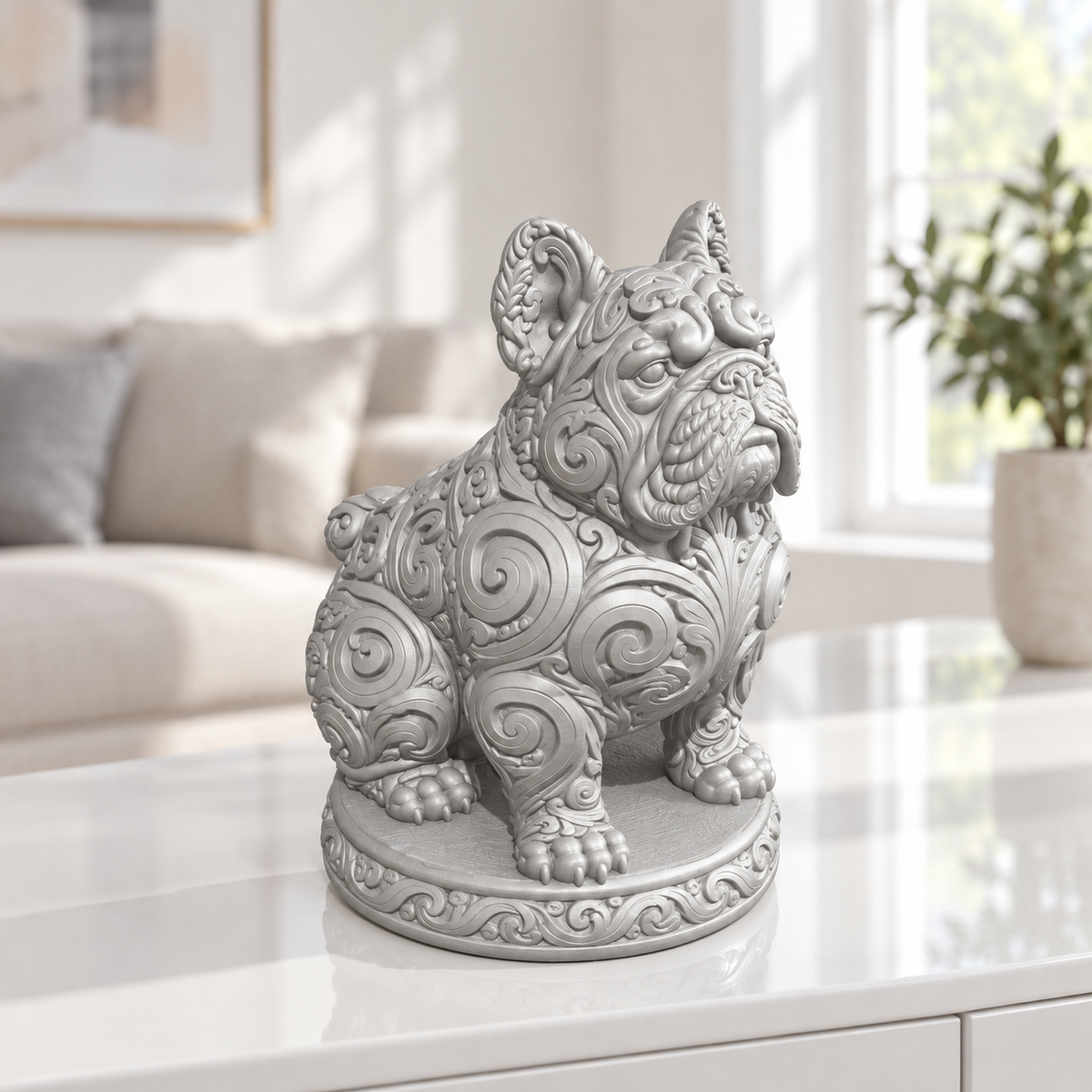 Französische Bulldogge Ornament - Silber gedruckt Wohnzimmer