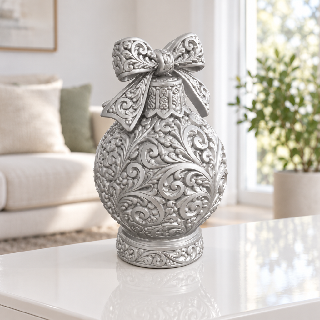 Christbaumkugel Ornament - Silber gedruckt Wohnzimmer