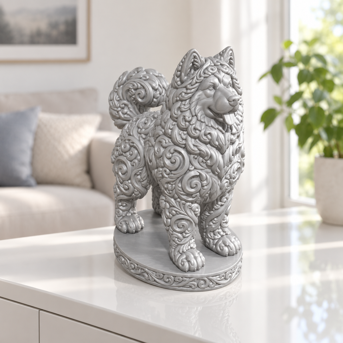 Alaskan Malamute Ornament - Silber gedruckt Wohnzimmer