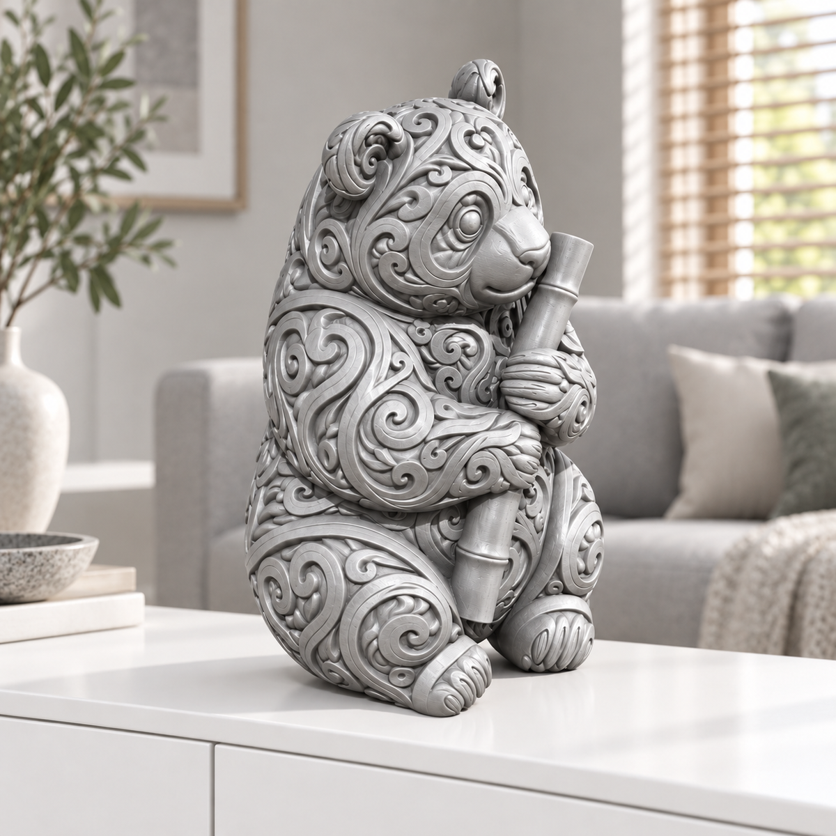 Panda Ornament - Silber gedruckt Wohnzimmer