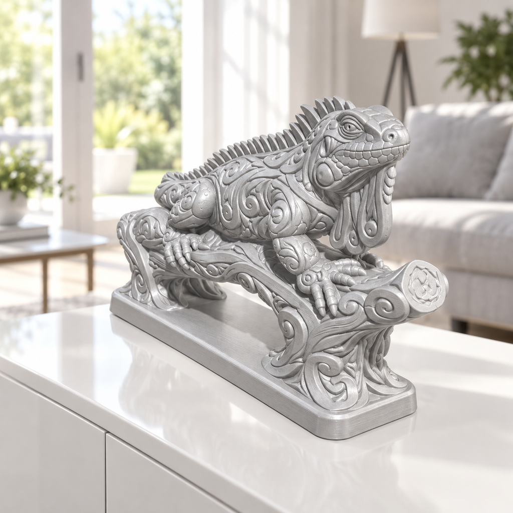 Leguan Ornament - Silber gedruckt Wohnzimmer
