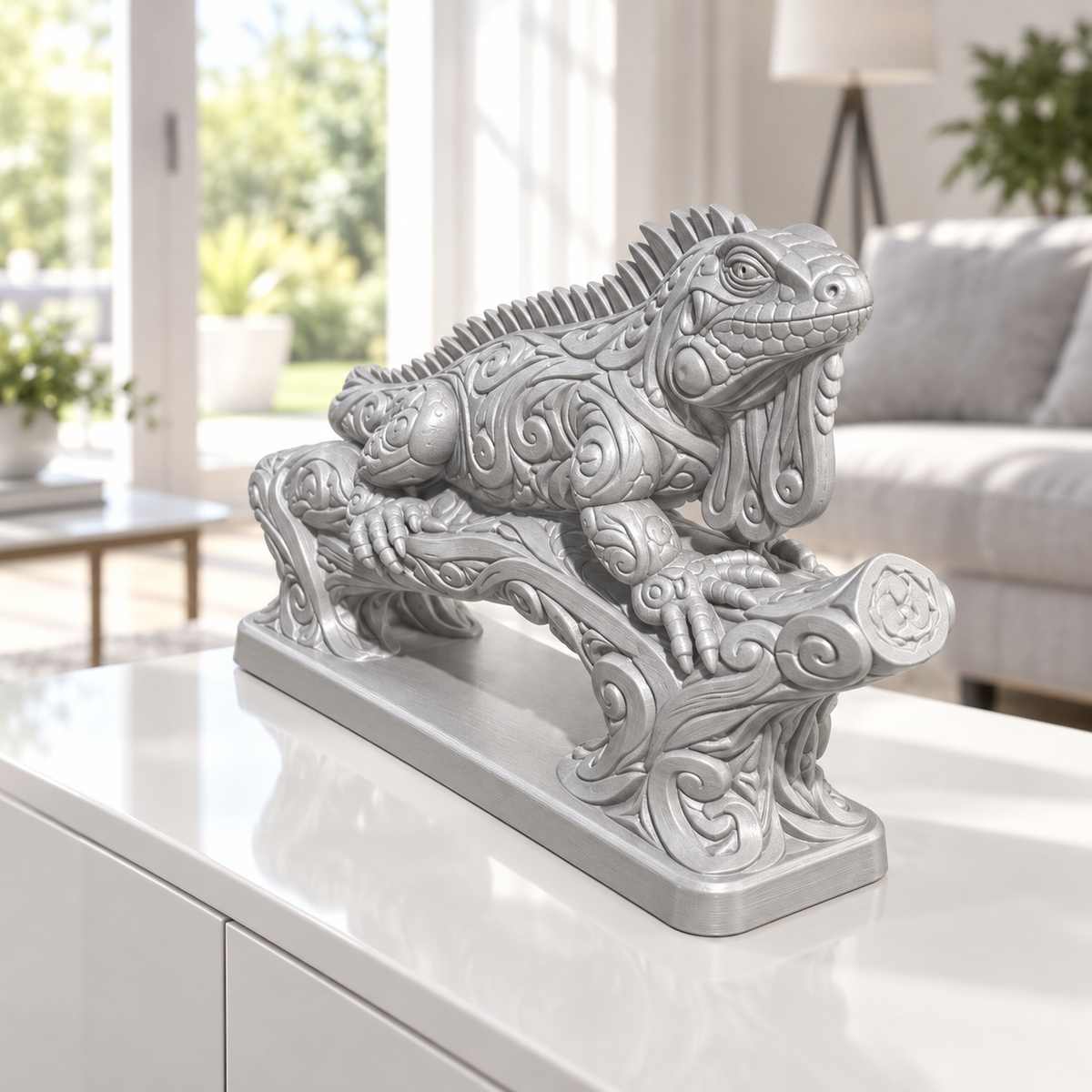 Leguan Ornament - Silber gedruckt Wohnzimmer