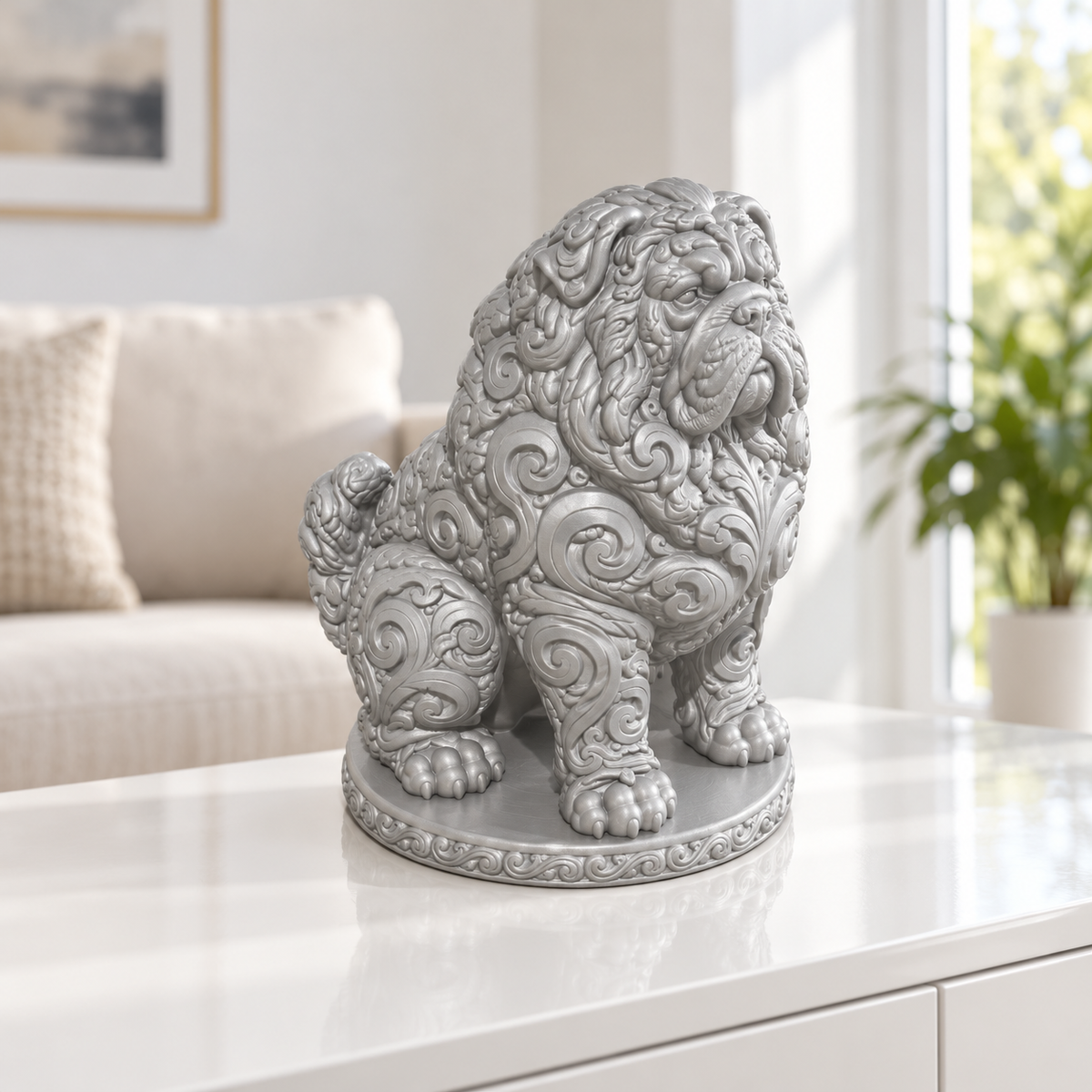 Tibetmastiff Ornament - Silber gedruckt Wohnzimmer