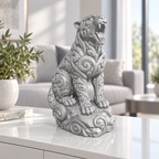 Brüllender Puma Ornament - Silber gedruckt Wohnzimmer