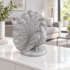 Pfau Ornament - Silber gedruckt Wohnzimmer