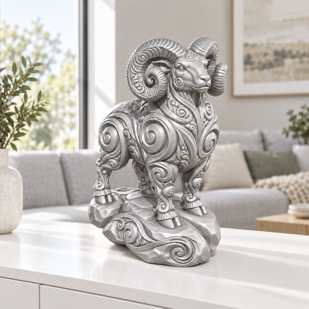 Widder Ornament - Silber gedruckt Wohnzimmer
