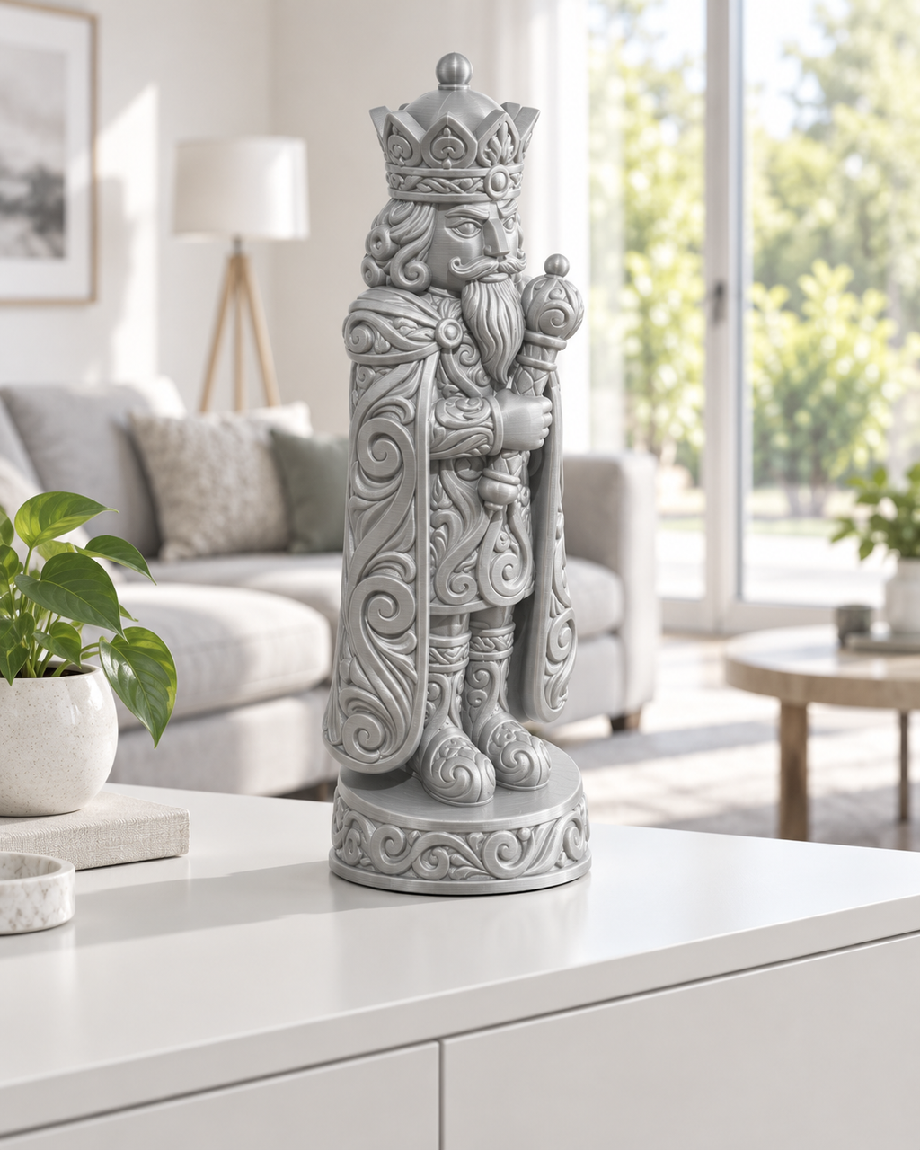 Nussknacker König Ornament - Silber gedruckt Wohnzimmer