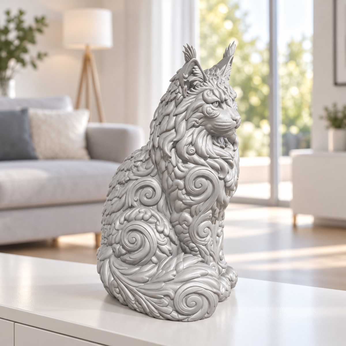 Maine Coon Ornament - Silber gedruckt Wohnzimmer
