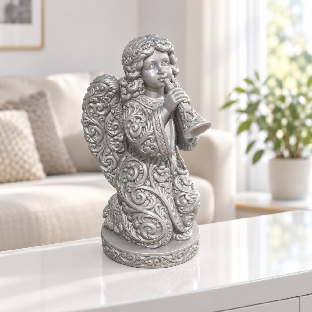 Engel mit Posaune Ornament - Silber gedruckt Wohnzimmer