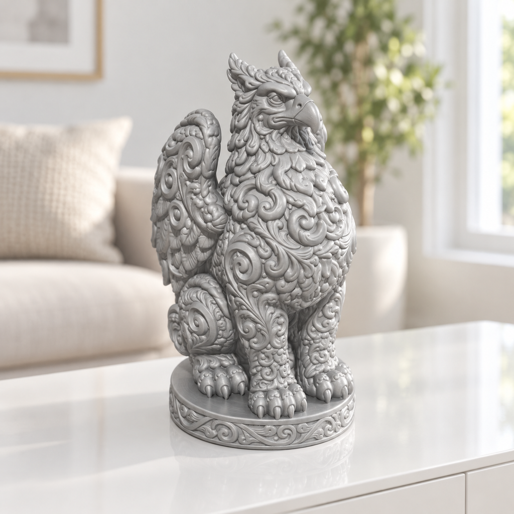 Greif Ornament - Silber gedruckt Wohnzimmer