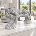 Leopard auf Ast Ornament - Silber gedruckt Wohnzimmer