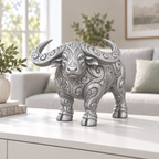 Wasserbüffel Ornament - Silber gedruckt Wohnzimmer