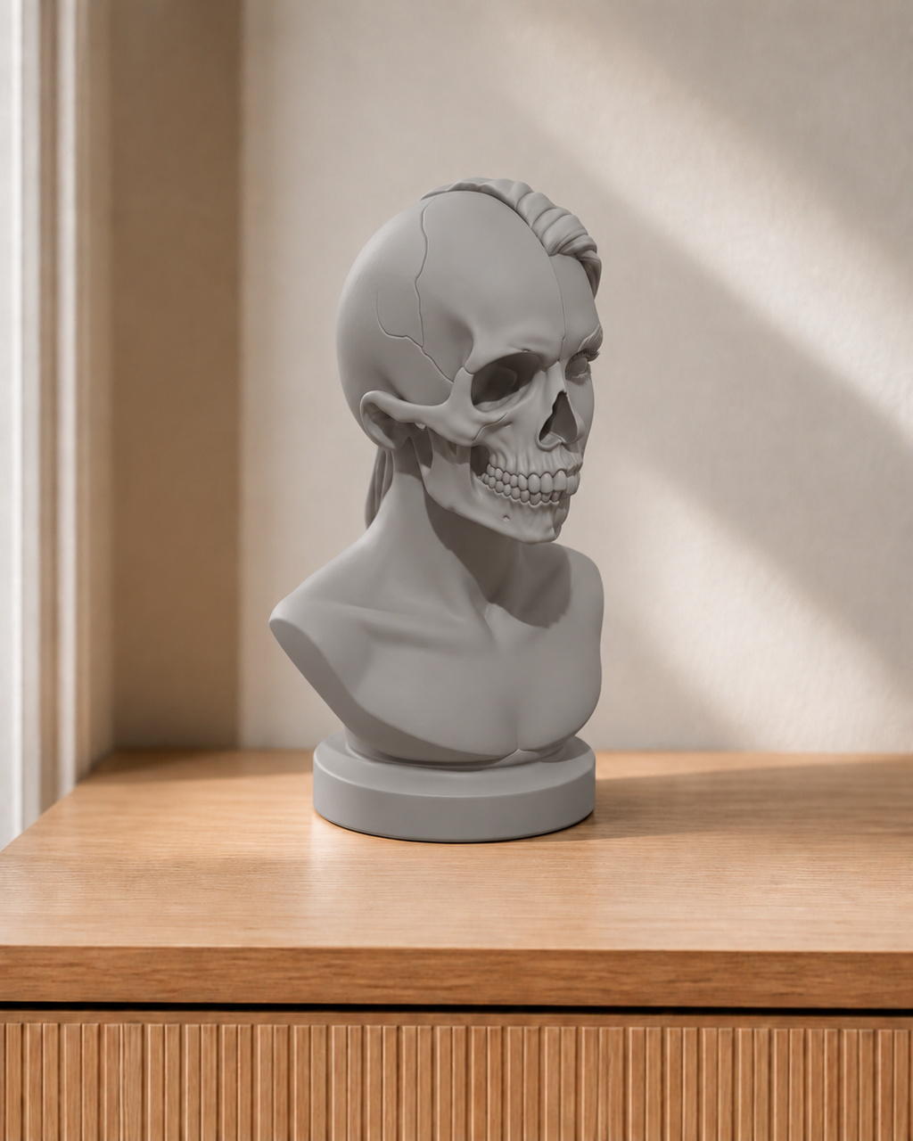 Totenkopf-Büste Frau – 08_grau print