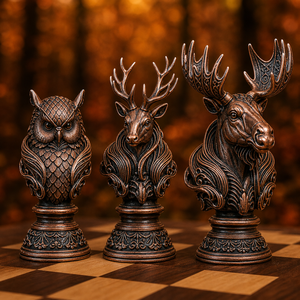 Waldtiere-Schach – 32 handbemalte PLA-Figuren FehnFactory