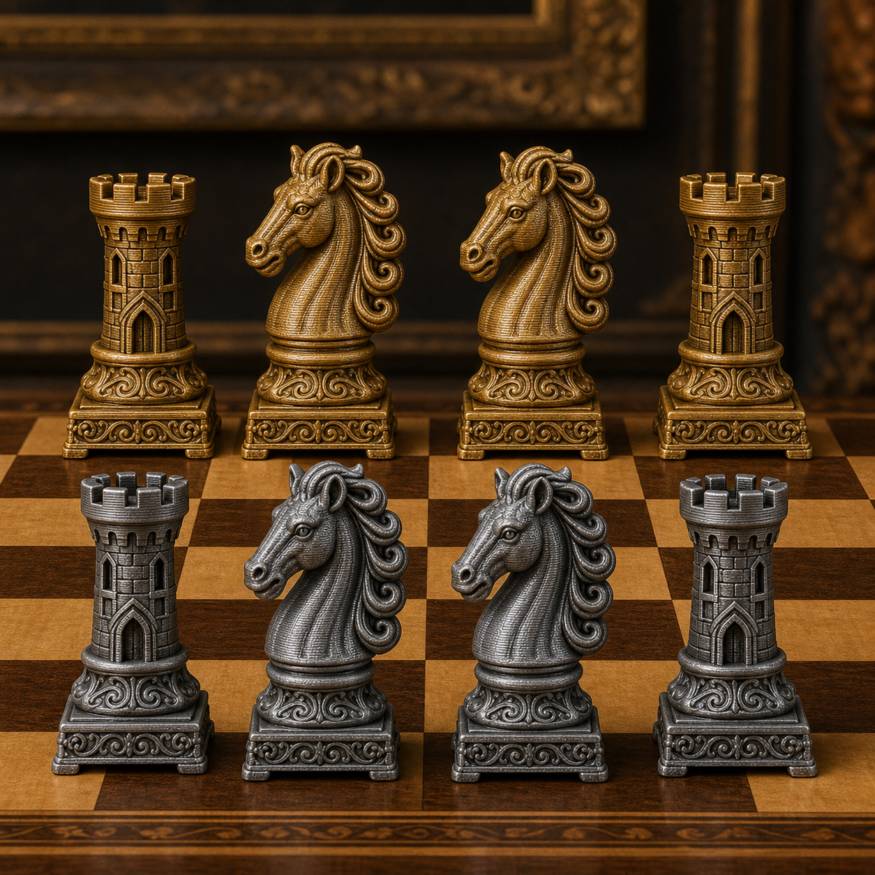 Barock-Schach – 32 handbemalte PLA-Figuren FehnFactory
