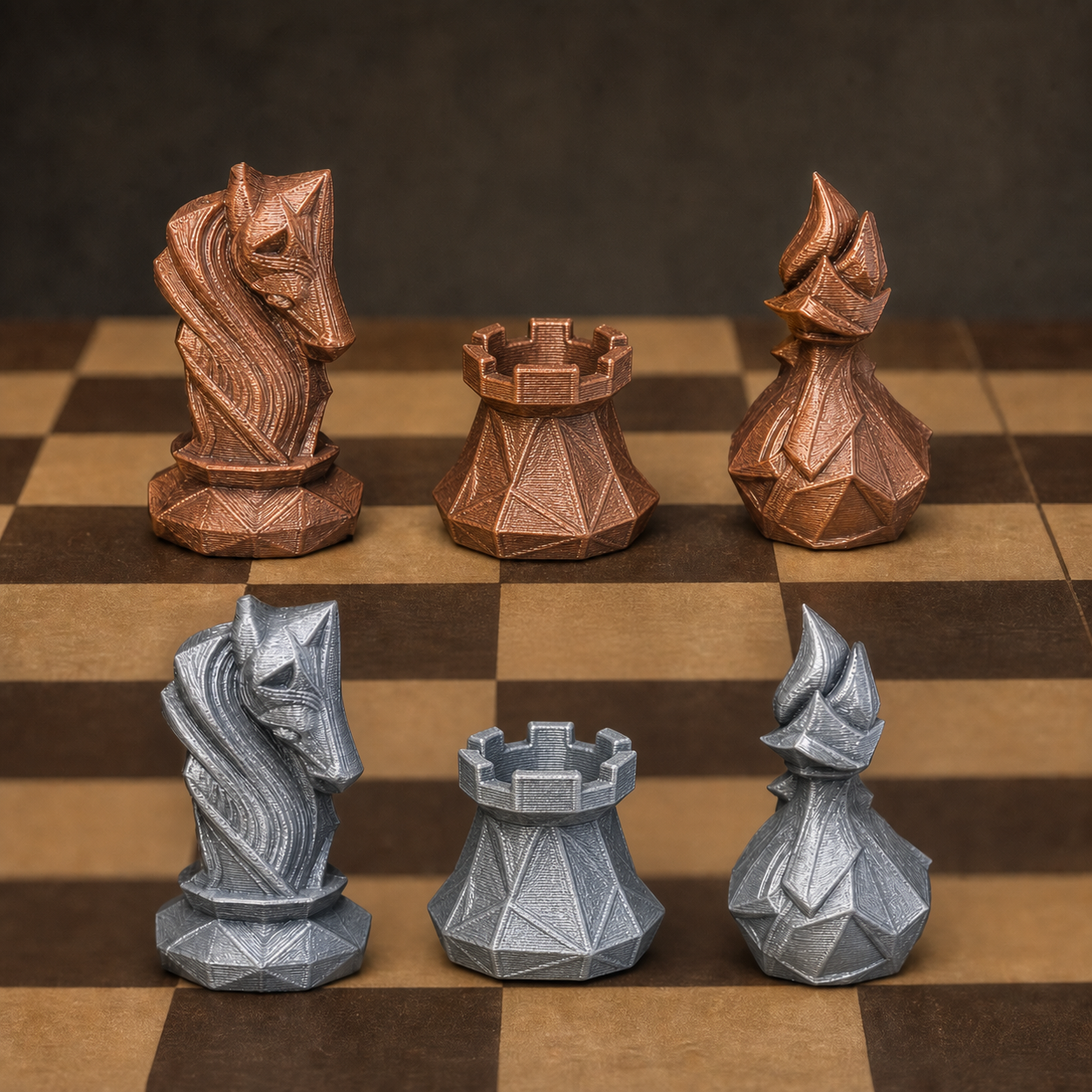 Modernes abstraktes Schach – 32 handbemalte PLA-Figuren FehnFactory