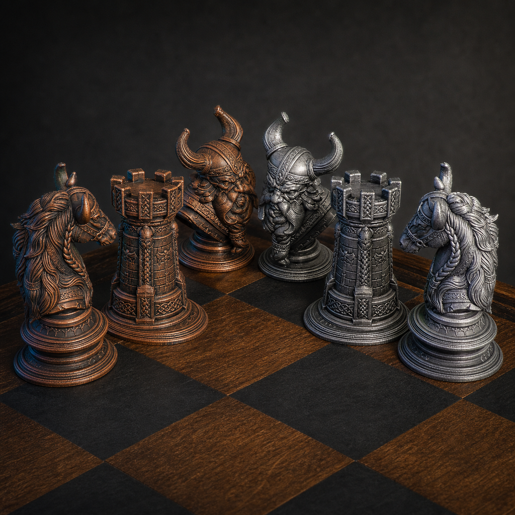 Wikinger-Schach – 32 handbemalte PLA-Figuren FehnFactory