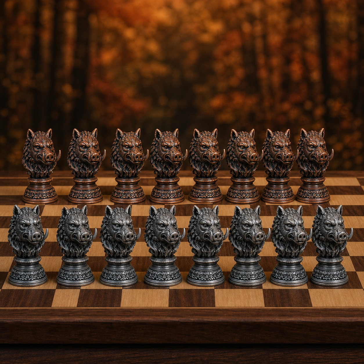 Waldtiere-Schach – 32 handbemalte PLA-Figuren FehnFactory