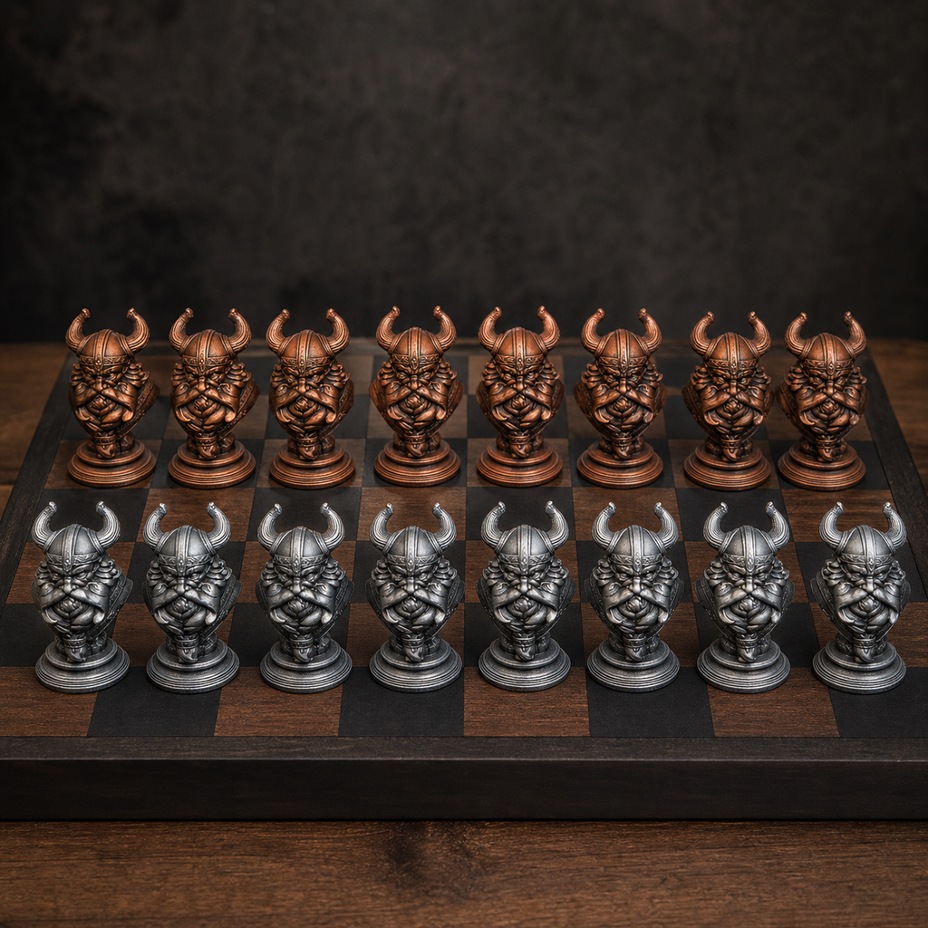 Wikinger-Schach – 32 handbemalte PLA-Figuren FehnFactory