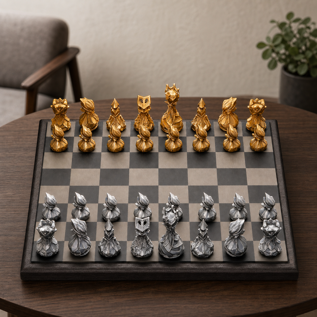 Modernes abstraktes Schach – 32 handbemalte PLA-Figuren FehnFactory