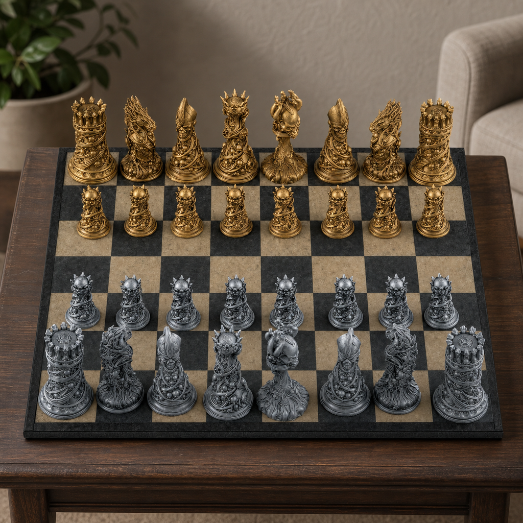 Gothic-Schach – 32 handbemalte PLA-Figuren FehnFactory
