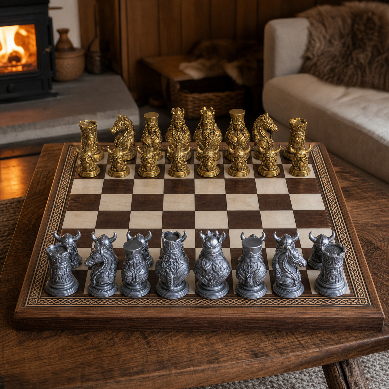 Wikinger-Schach – 32 handbemalte PLA-Figuren FehnFactory