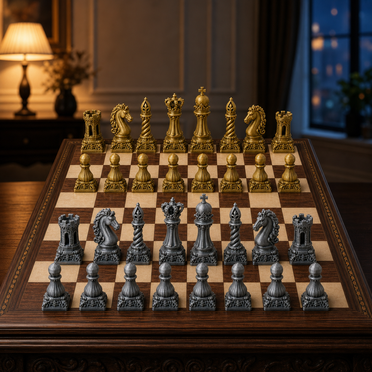 Barock-Schach – 32 handbemalte PLA-Figuren FehnFactory