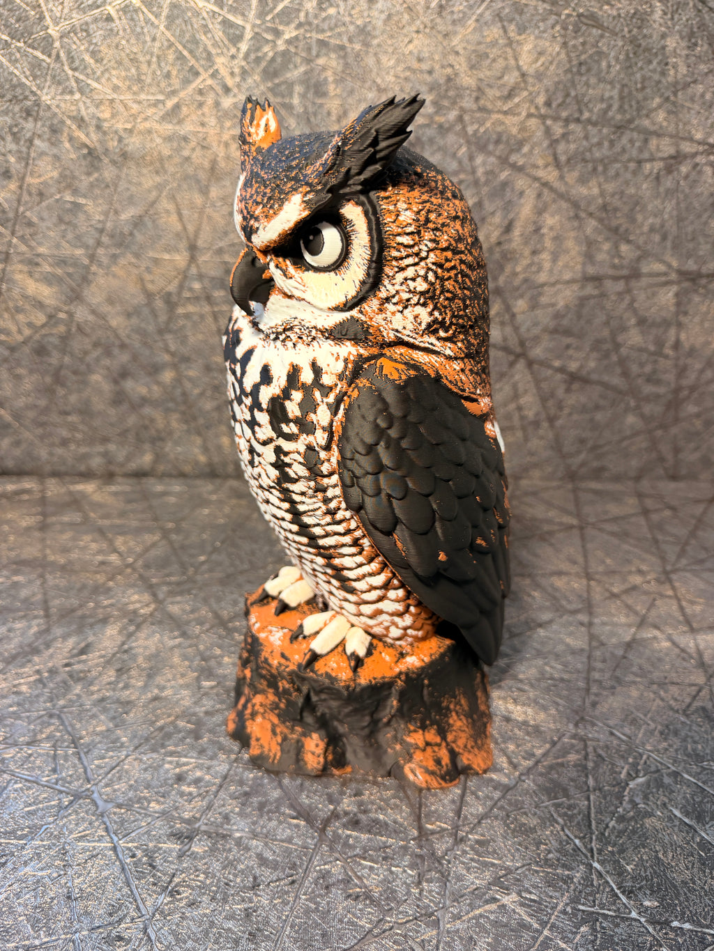 Uhu auf Baumstumpf – Great Horned Owl 3D-Druck Figur