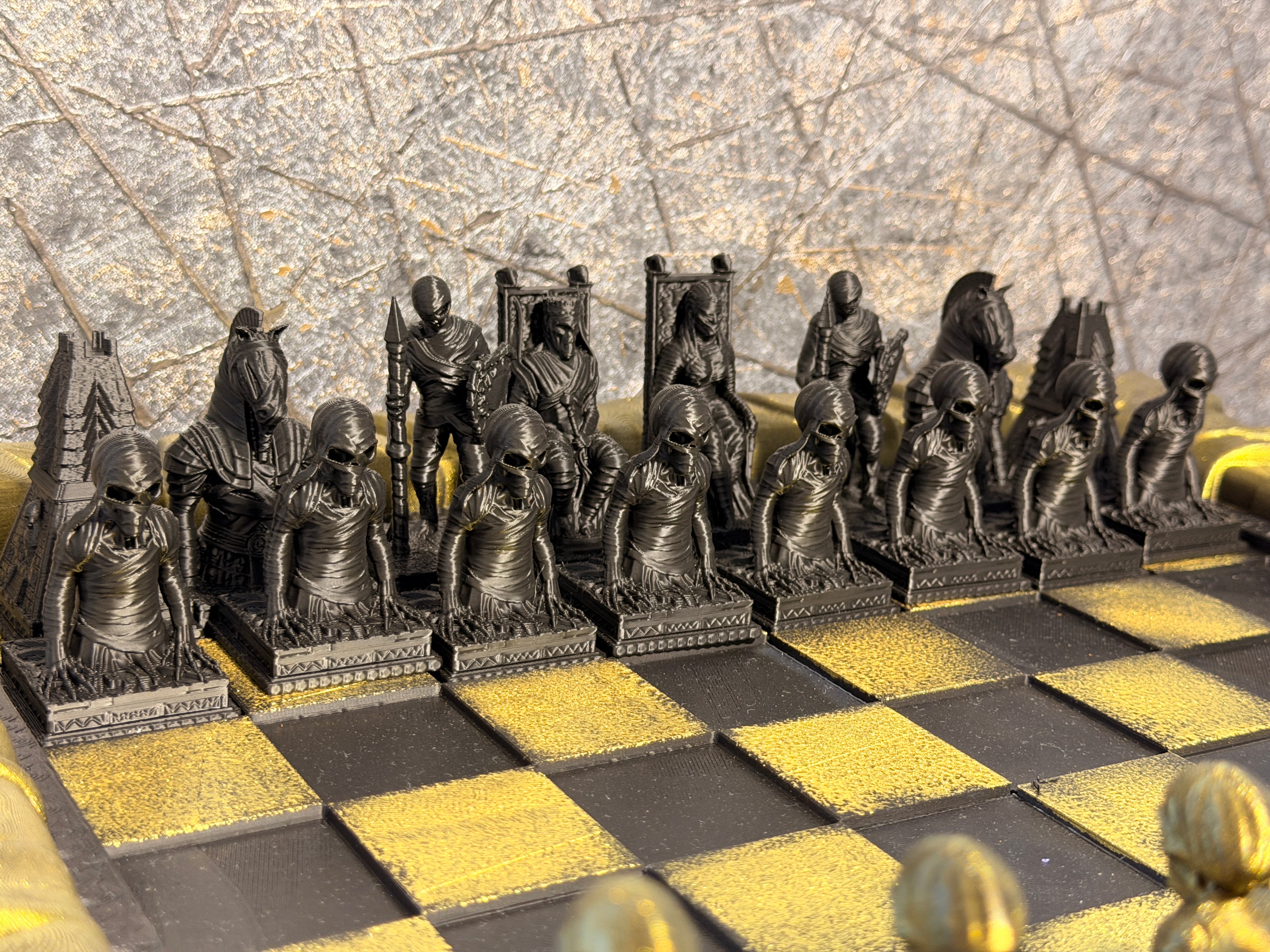 Untoten-Schachset – Mumienarmee | Undead Mummy Chess Set (handbemalt)