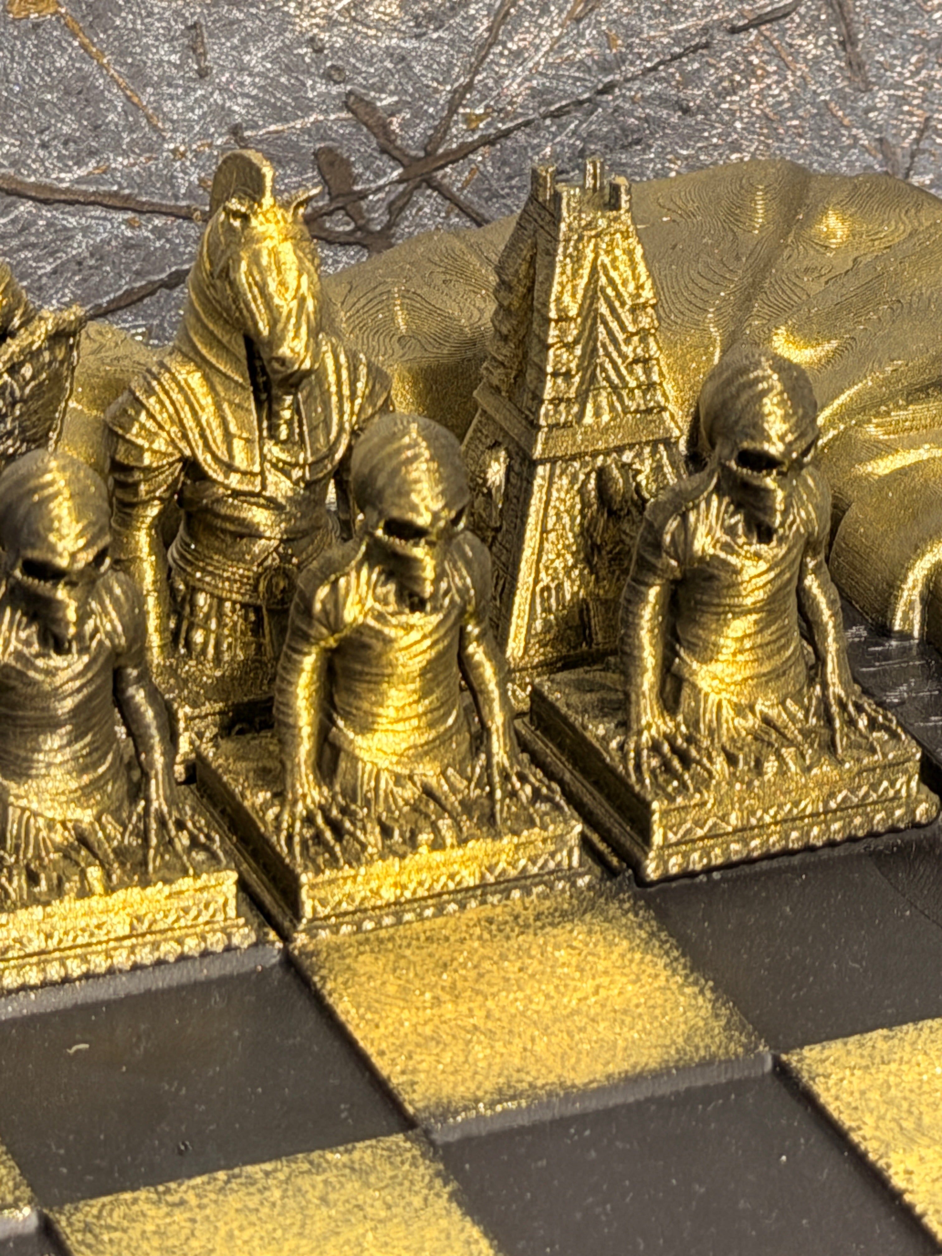 Untoten-Schachset – Mumienarmee | Undead Mummy Chess Set (handbemalt)