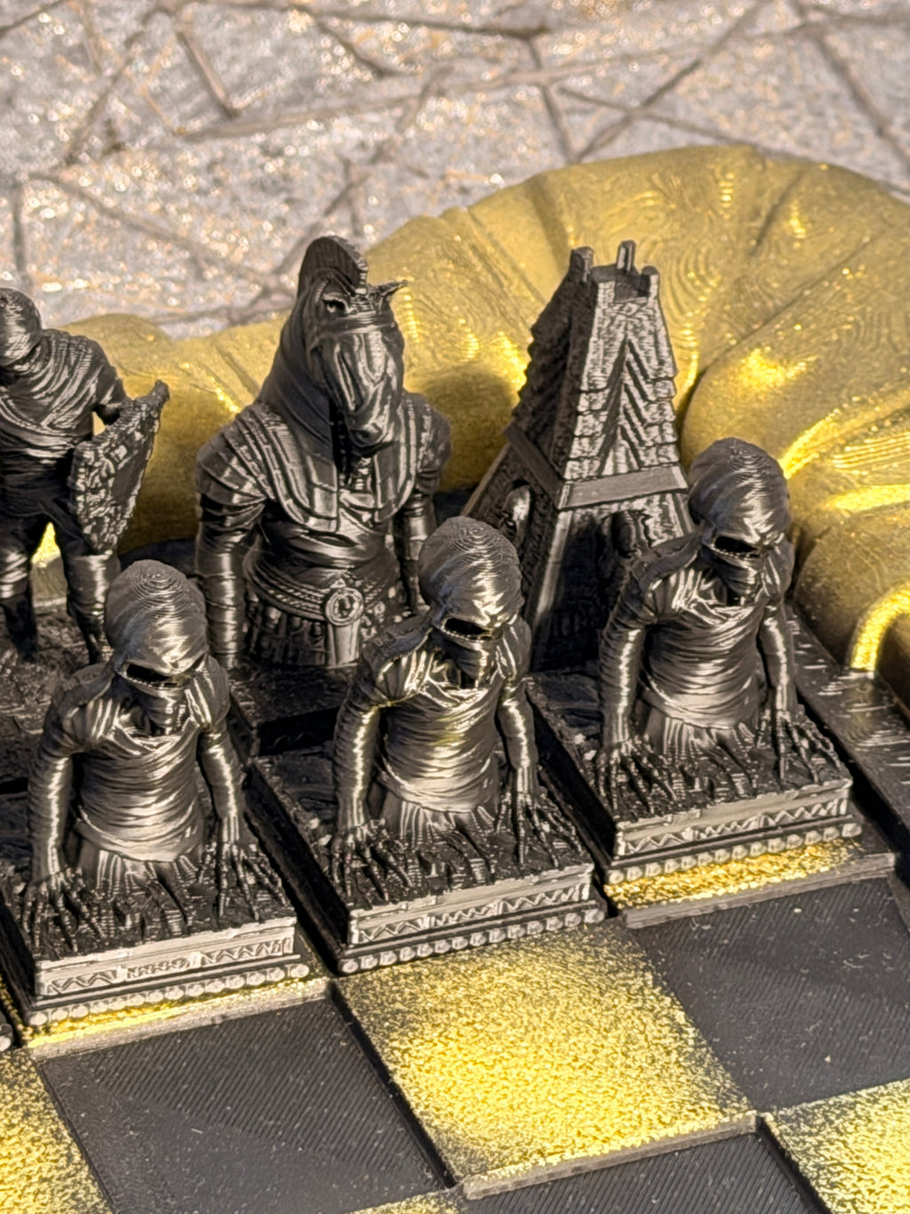 Untoten-Schachset – Mumienarmee | Undead Mummy Chess Set (handbemalt)