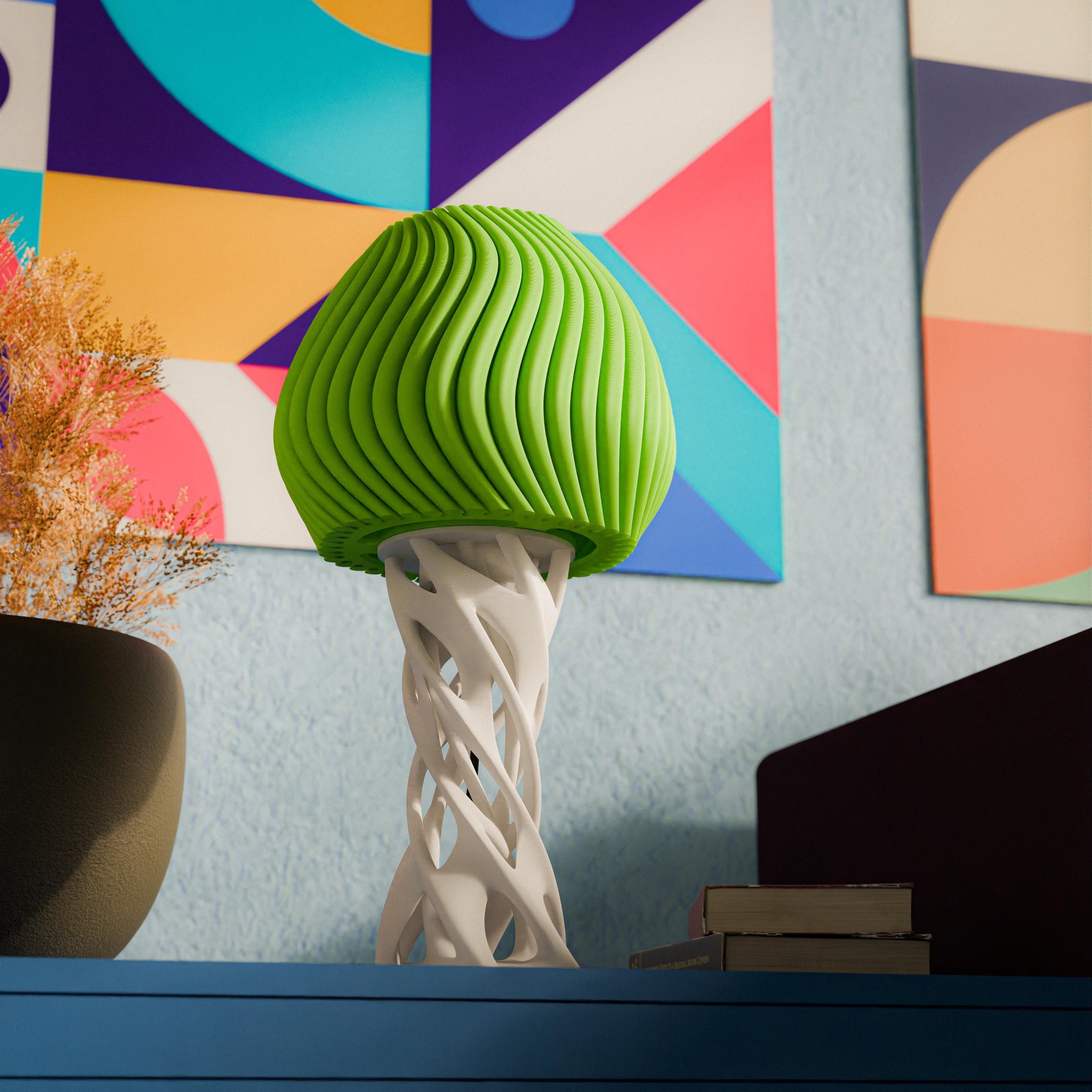 Enoki  Lampe Designer Tischlampe Spirallampenschirm Organische Basis E27 Nachttischlampe Modern Wohnzimmer Geschenkidee.Frei Farbwahl Fehn-factory.de