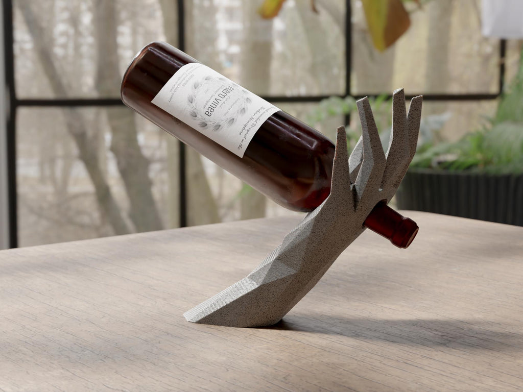 VinoGrace – Weinhalter Weinflaschenhalter Hand  | Moderner Flaschenständer für 0,75l Wein oder Sekt | Designer Deko & Geschenkidee. Fehn-factory.de