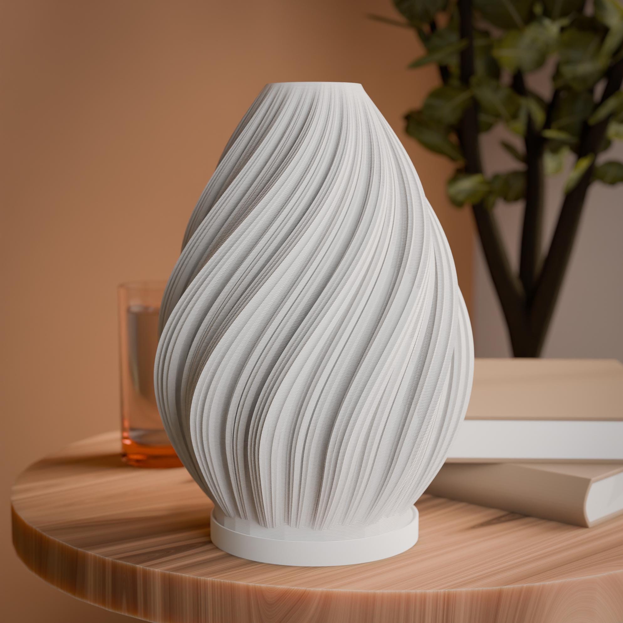 Spiral Flame Tischlampe – inkl. Lampenschirm, Basis & Fassung. Nachttischlampe. Farbe frei wählbar Fehn-factory.de