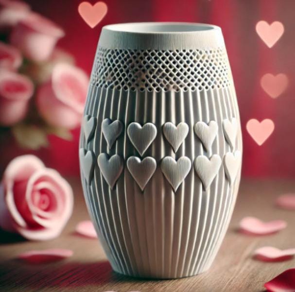 Valentinstag Herzvase – Handgefertigte Blumenvase 10x15 cm – Romantische Tischdeko – Farbe wählbar Fehn-factory.de