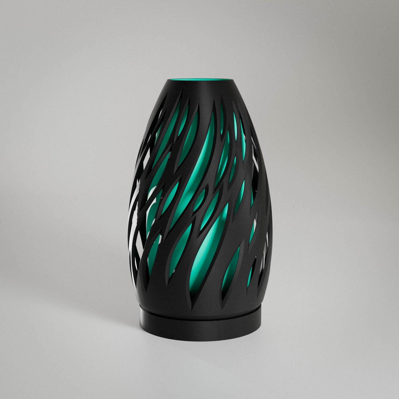 Spectra Lampe – Handgefertigte Tischlampe mit Flammendesign – – Farbe wählbar – Stimmungsvolle Beleuchtung. Auch für den Nachttisch geeignet Fehn-factory.de