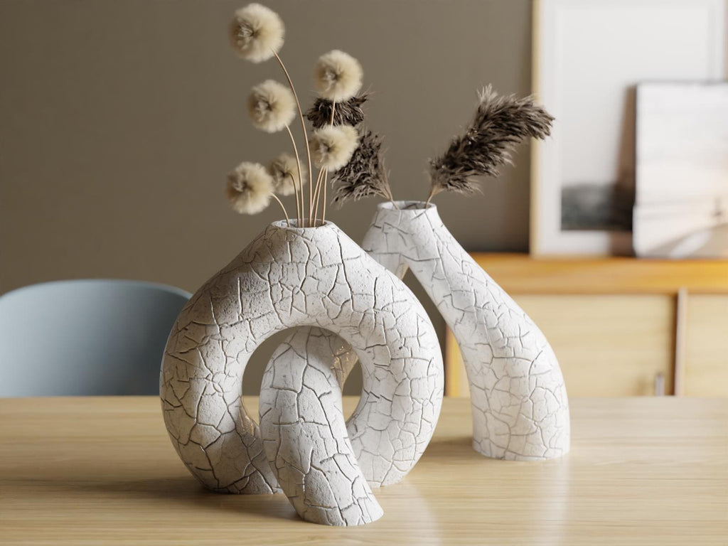Interlocking Toroidal Vasen – Modernes minimalistisches Deko-Set – Designer-Vase für Trocken- & Schnittblumen – . Marmoriert oder Glatt Fehn-factory.de